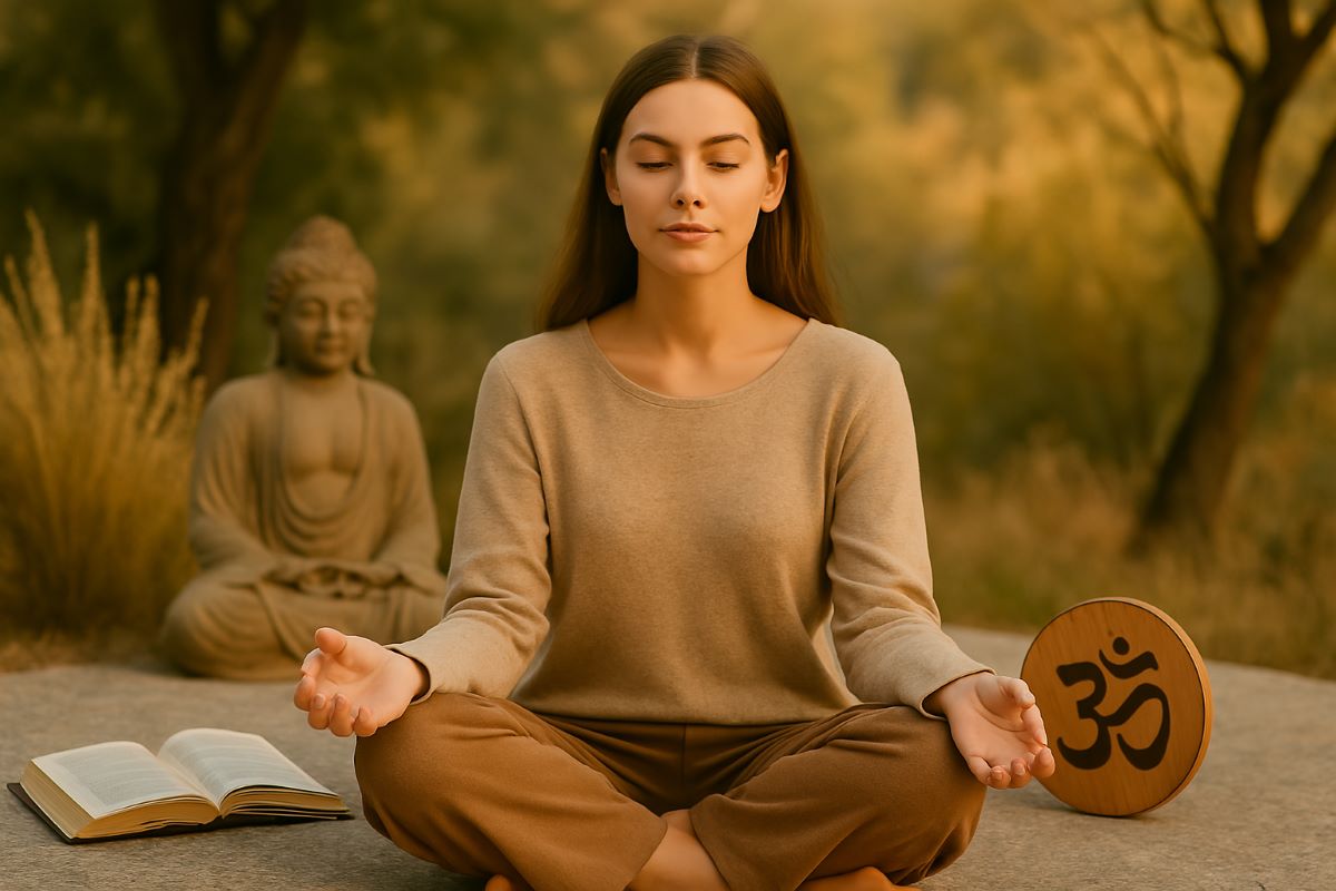 Een serene scène van reflectie en filosofische contemplatie